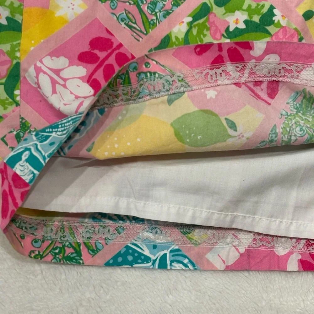 Lilly Pulitzer White Label Pink Tile Patch Skirt Vintage 90s